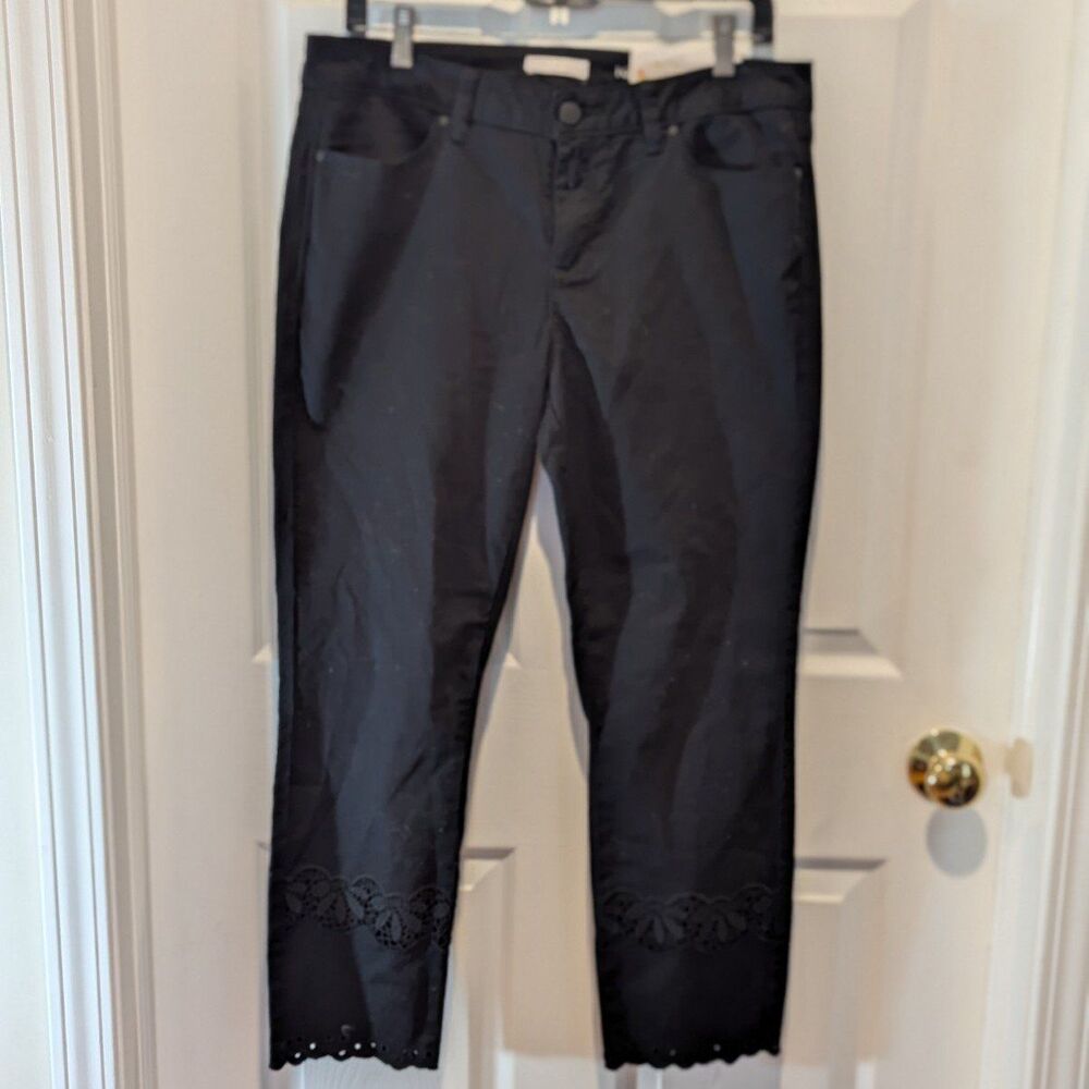 Grunge Soft Goth Black Skinny‎ Jeans Scalloped Hems Cropped Lauren Conrad 10 new